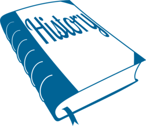 A blue book labeled "History."